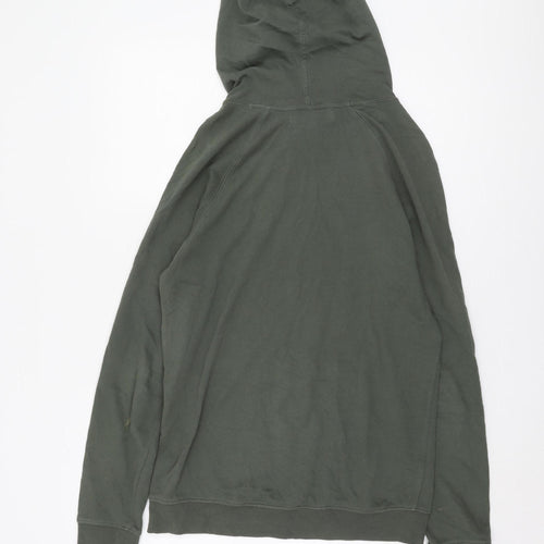 H&M Men's Green Pullover Hoodie S Cotton