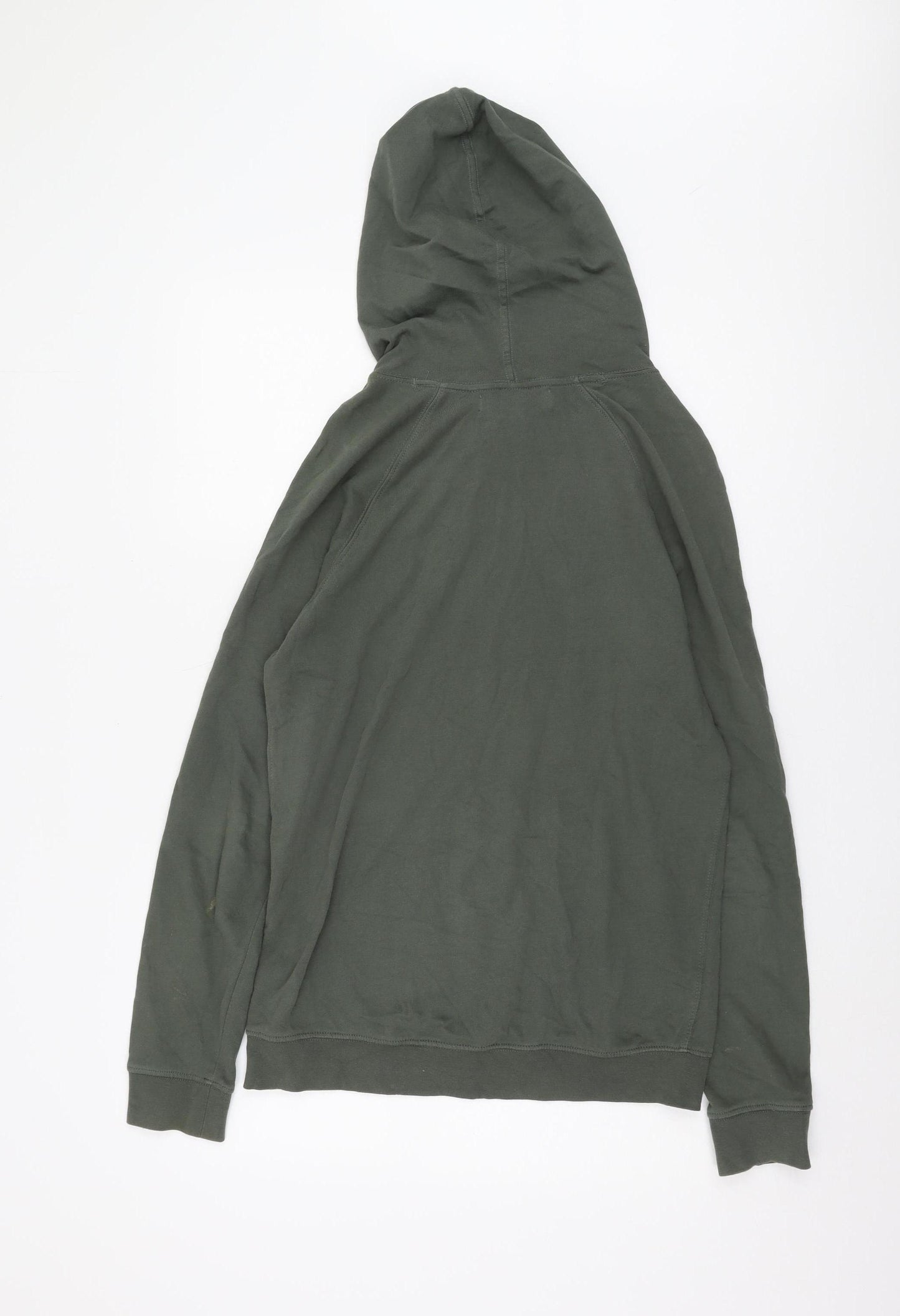 H&M Men's Green Pullover Hoodie S Cotton