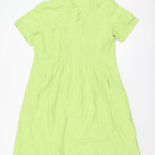 Orvis Women's Green Linen Dress Short Sleeve S