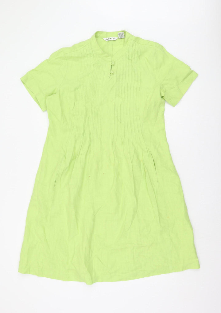 Orvis Women's Green Linen Dress Short Sleeve S