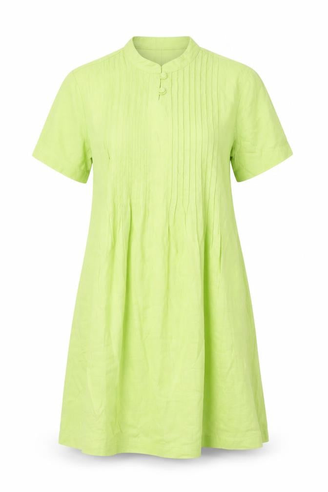 Front view of Orvis Women's Green Linen Dress Short Sleeve S