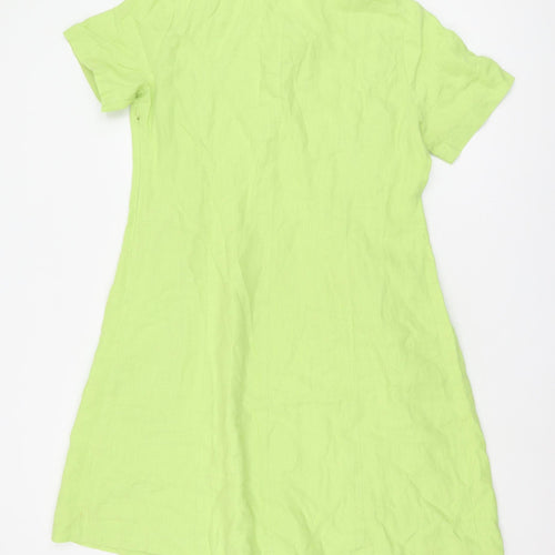 Orvis Women's Green Linen Dress Short Sleeve S