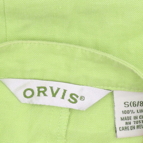 Orvis Women's Green Linen Dress Short Sleeve S