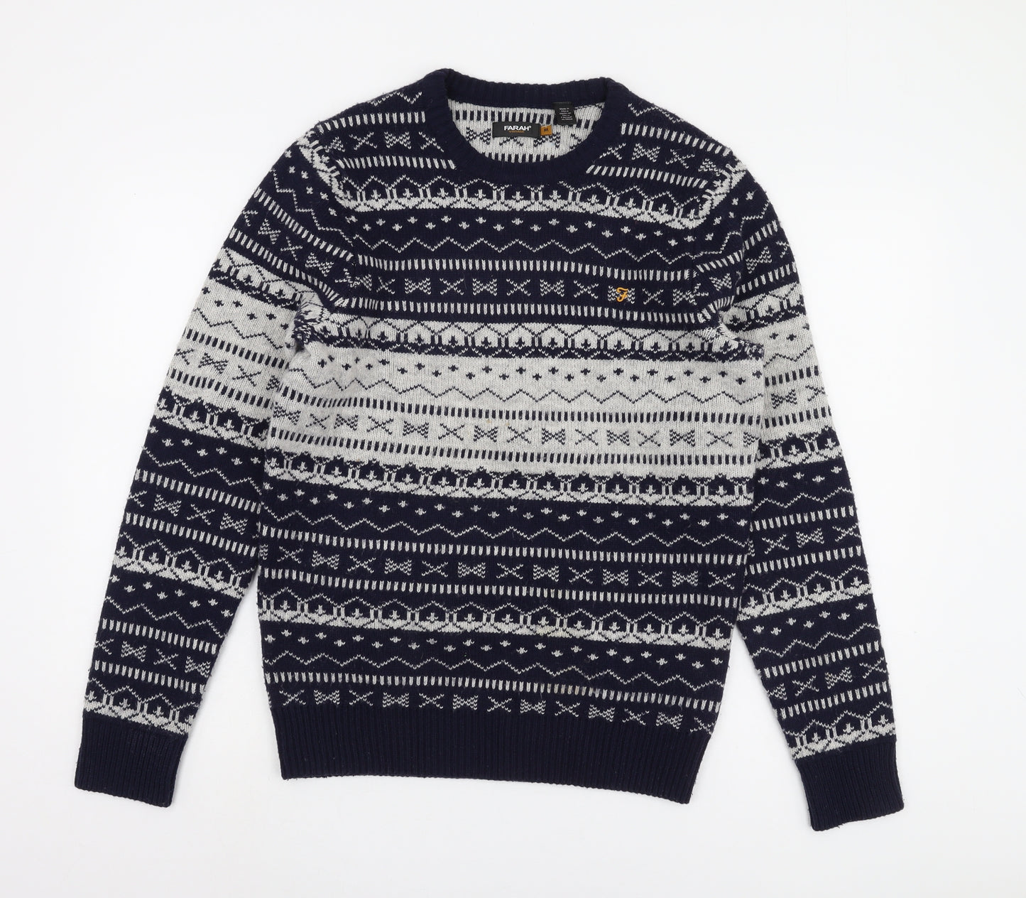 Farah Men's Blue Crew Neck Pullover Jumper M