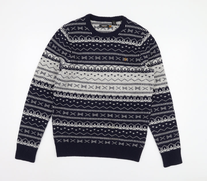 Farah Men's Blue Crew Neck Pullover Jumper M