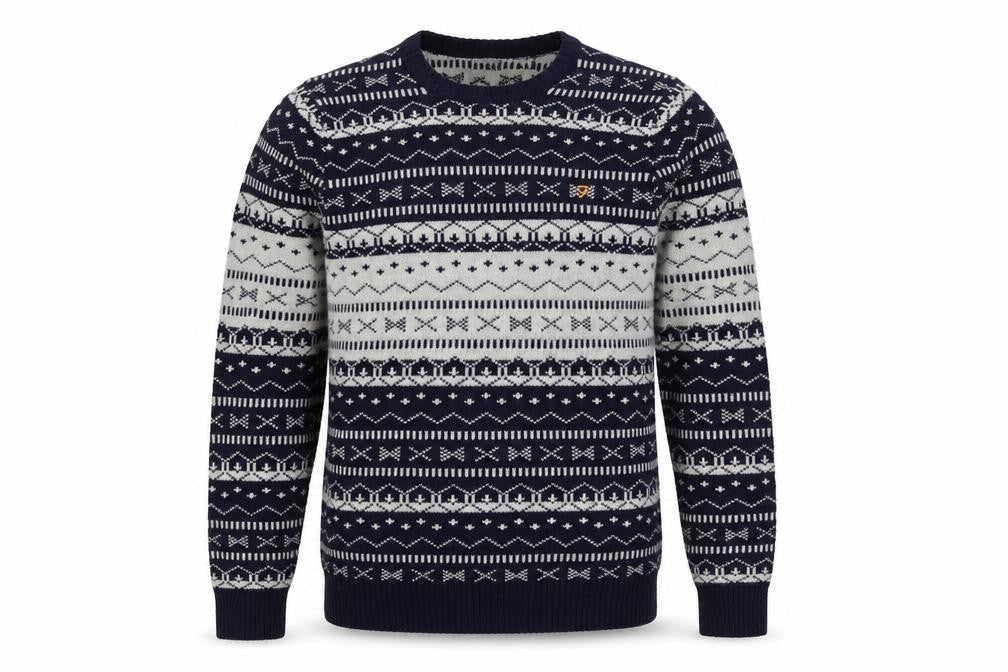Front view of Farah Men's Blue Crew Neck jumper M