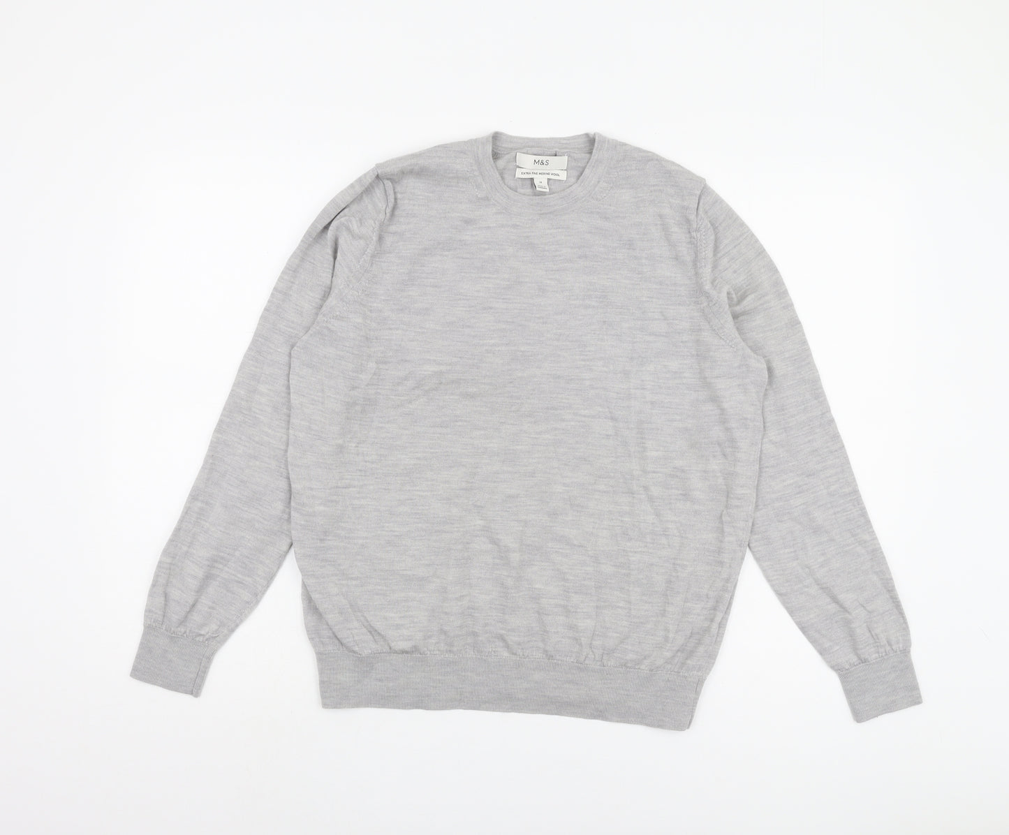 Marks and Spencer Grey Merino Wool Women's Jumper Size 14