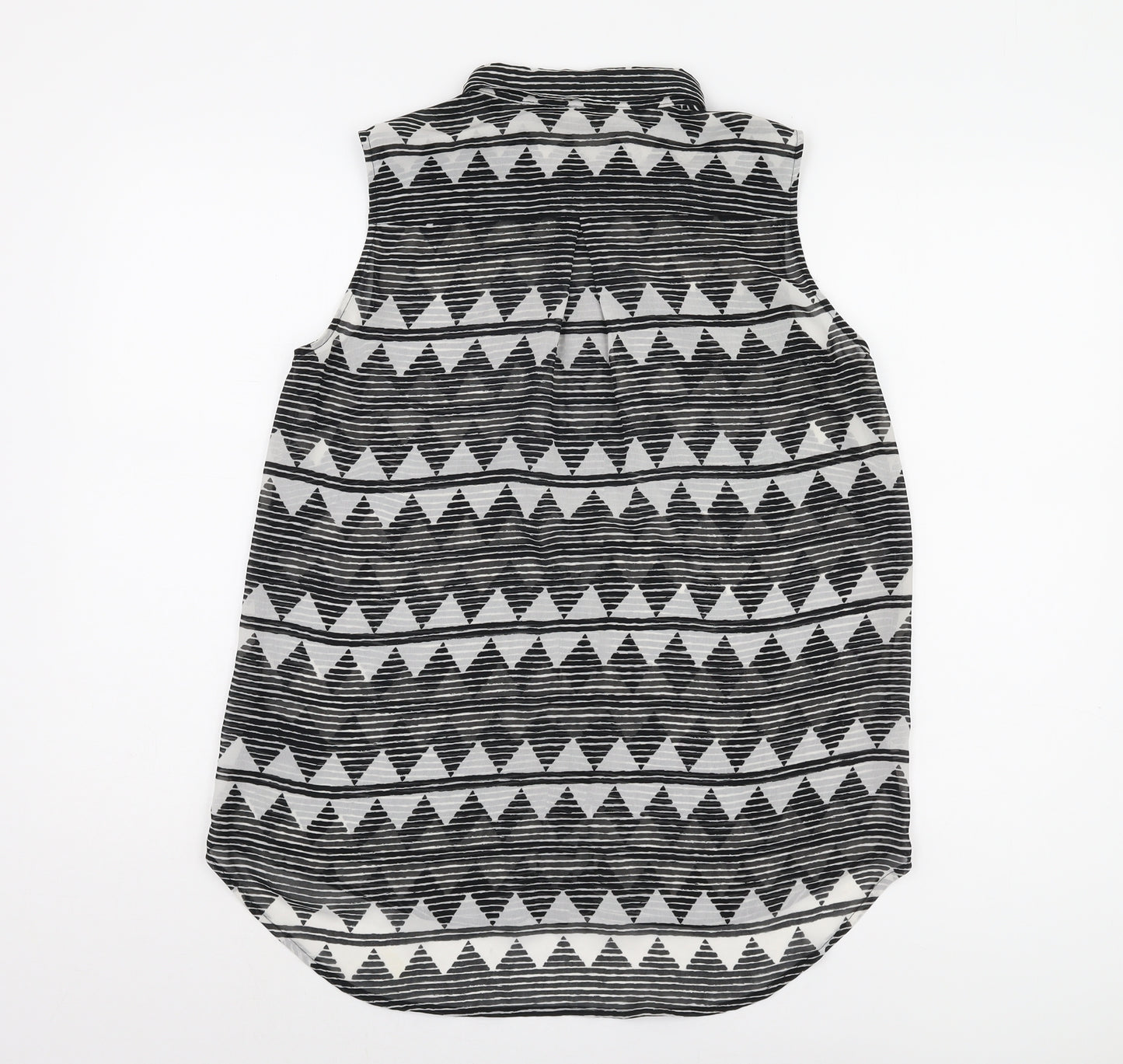 H&M Women's Black Geometric Button-Up Top Size 10