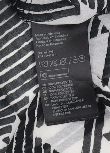 H&M Women's Black Geometric Button-Up Top Size 10