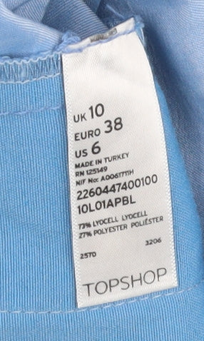 Topshop Blue Shirt Dress Women Size 10 Collared Sleeveless