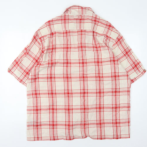 Tommy Jeans Men's Red XL Plaid Button-Up Shirt