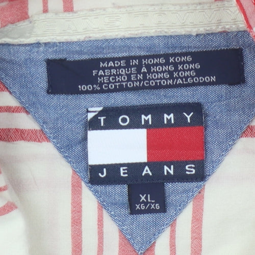 Tommy Jeans Men's Red XL Plaid Button-Up Shirt