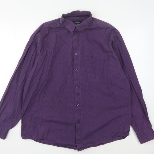 James Pringle Men's Purple Geometric Long Sleeve Shirt L