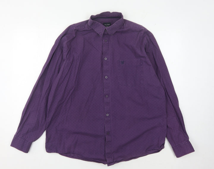 James Pringle Men's Purple Geometric Long Sleeve Shirt L