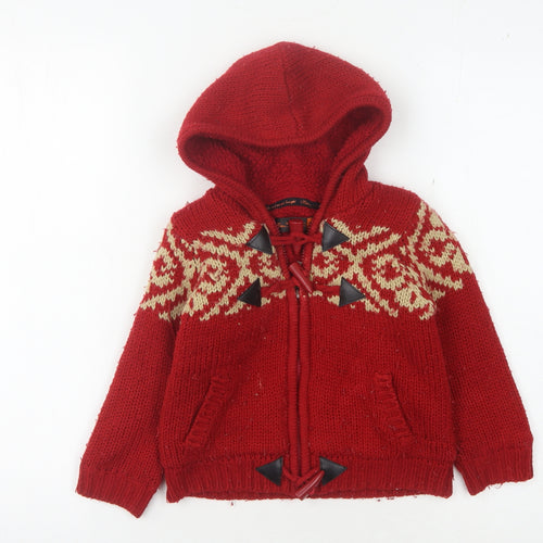 Ben Sherman Boys Red Hooded Cardigan Age 1-2 Years
