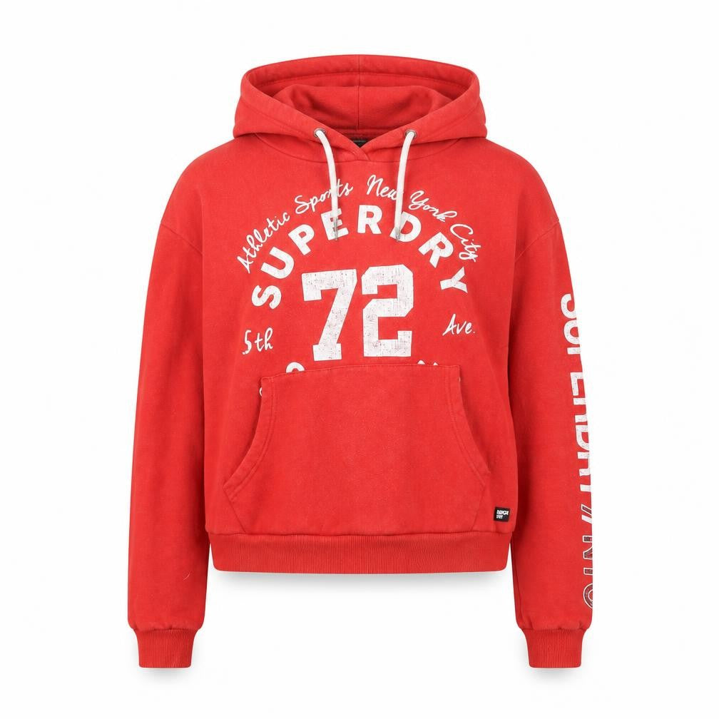 Front view of Superdry Women's Red Hoodie 2XS Pullover Casual
