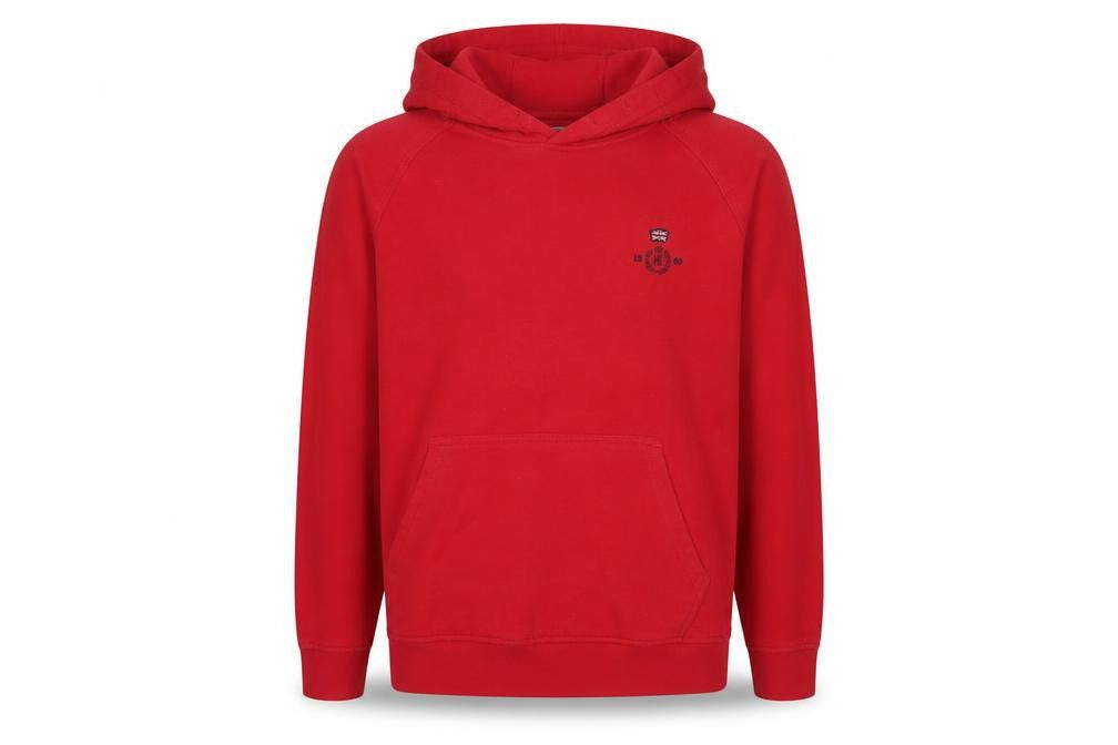 Front view of Henri Lloyd boys’ red hoodie 12-13 years pullover style