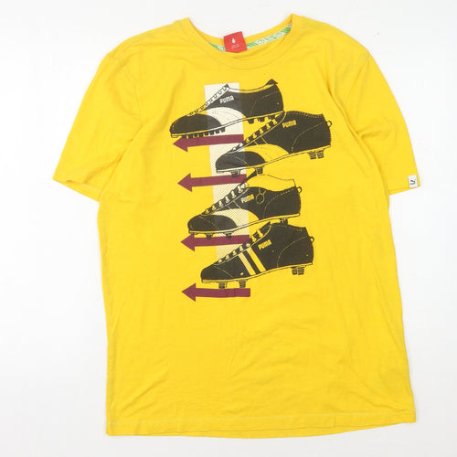 Puma Men's Yellow Graphic Sport T-Shirt Medium