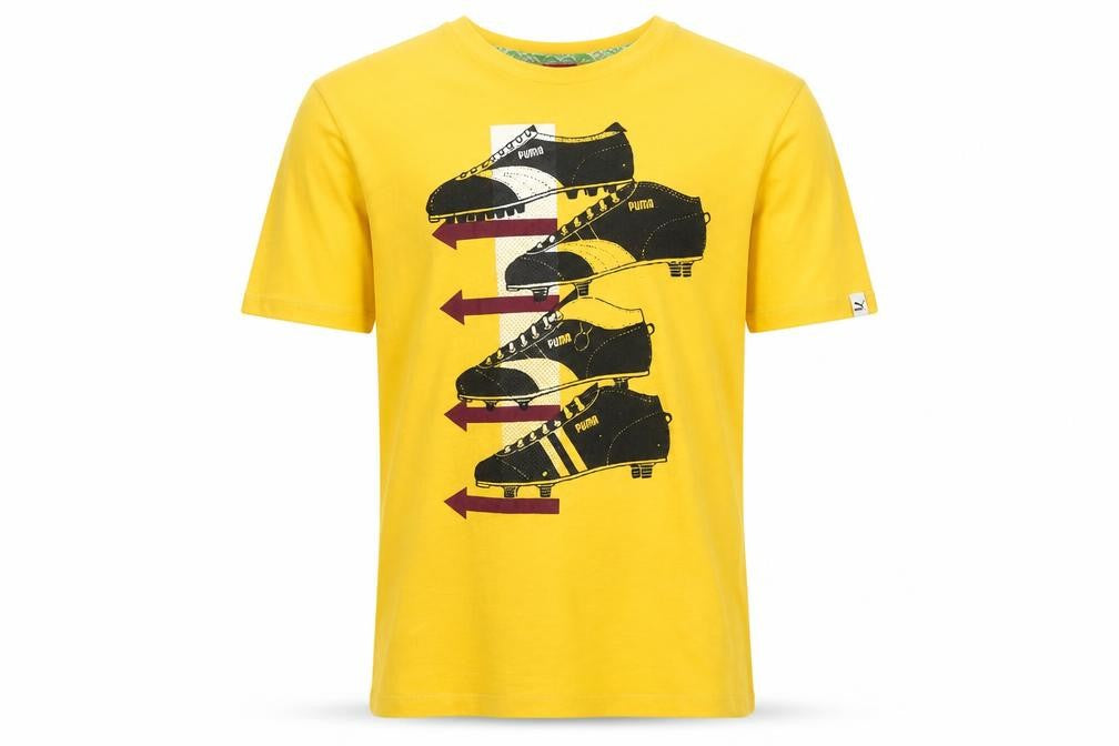 Front view of Puma Men's Yellow Graphic Sport T-Shirt Medium
