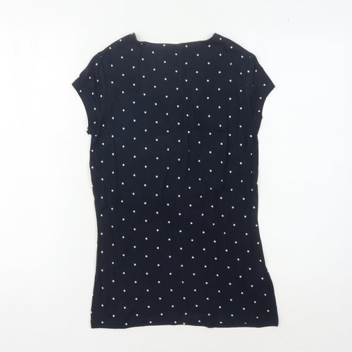 Laura Ashley Women's Blue Polka Dot V-Neck Top