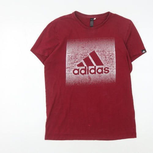 Adidas Men's Red Graphic Print T-Shirt, Size S