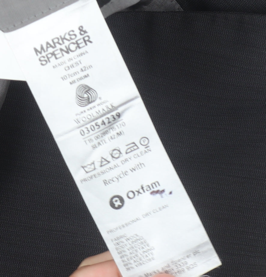 Marks and Spencer Men's Grey Wool Suit Jacket, 42R