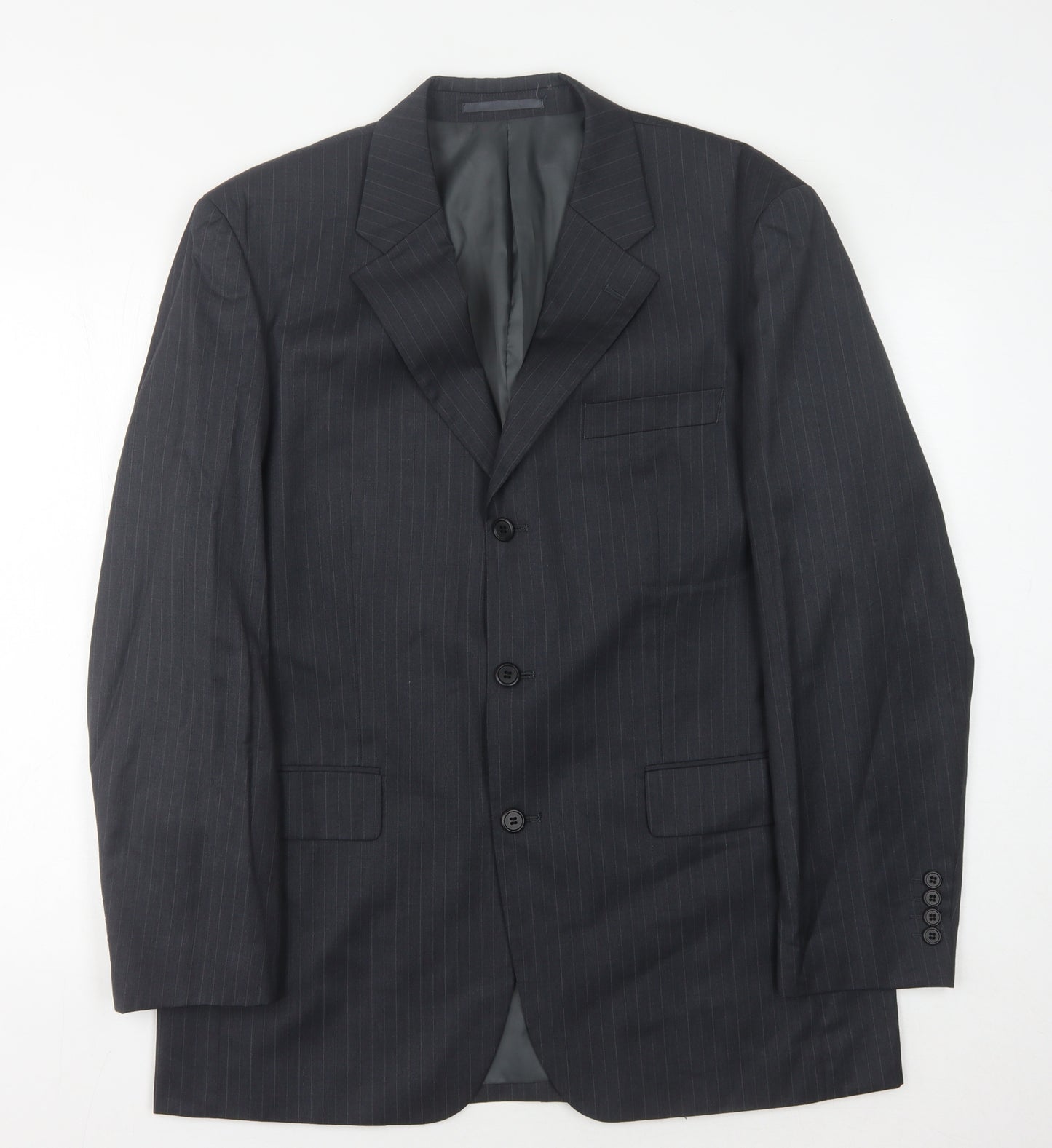 Moss Men's Grey Striped Suit Jacket, Chest 42, Regular Fit