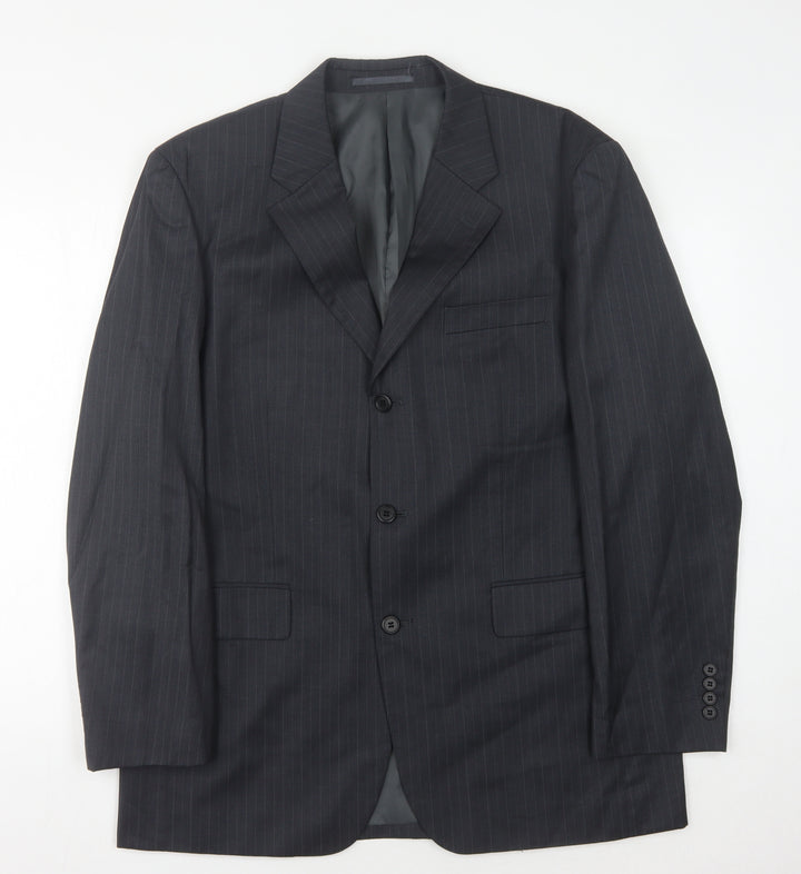 Moss Men's Grey Striped Suit Jacket, Chest 42, Regular Fit