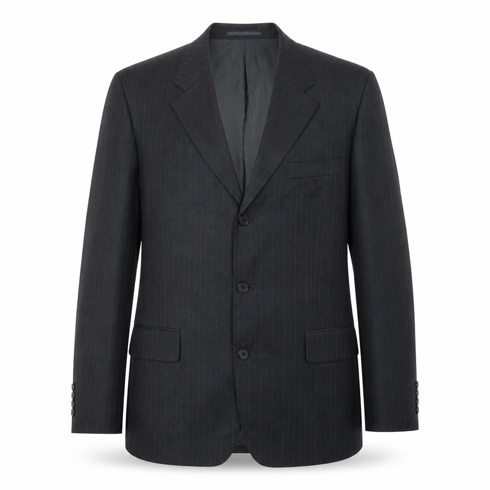 Front view of Moss Men's Grey Striped Suit Jacket, Chest 42, Regular Fit