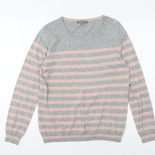 Laura Ashley Women's Multicoloured Striped Pullover Jumper - Size 12
