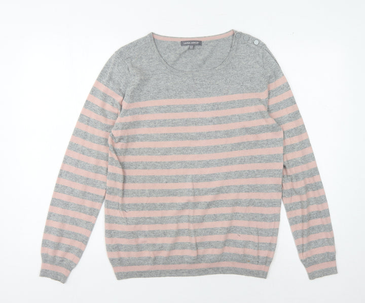 Laura Ashley Women's Multicoloured Striped Pullover Jumper - Size 12