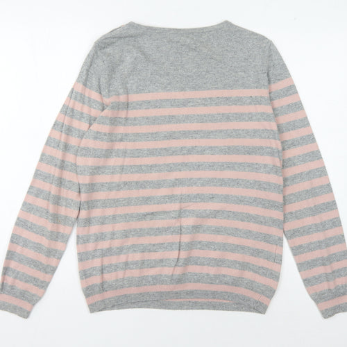 Laura Ashley Women's Multicoloured Striped Pullover Jumper - Size 12