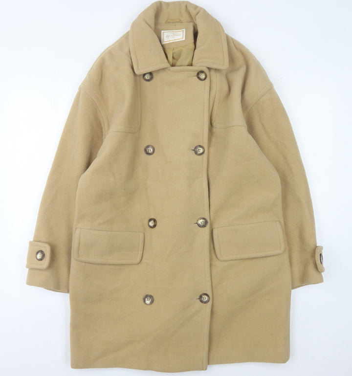 Elements Women's Beige Wool Pea Coat Size 14