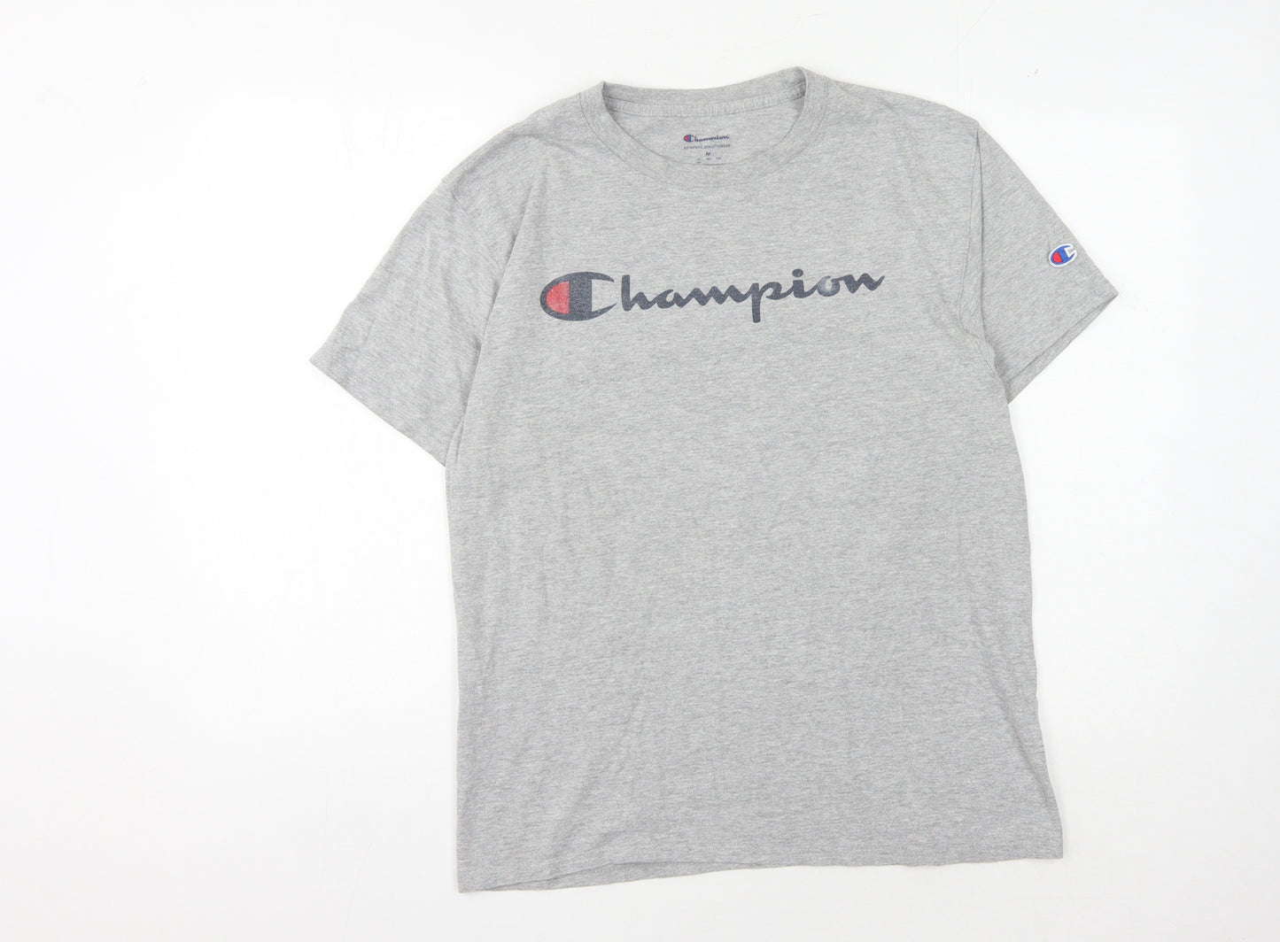 Champion Men's Grey Medium Crew Neck T-Shirt with Logo