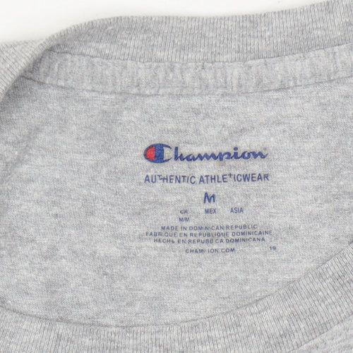 Champion Men's Grey Medium Crew Neck T-Shirt with Logo