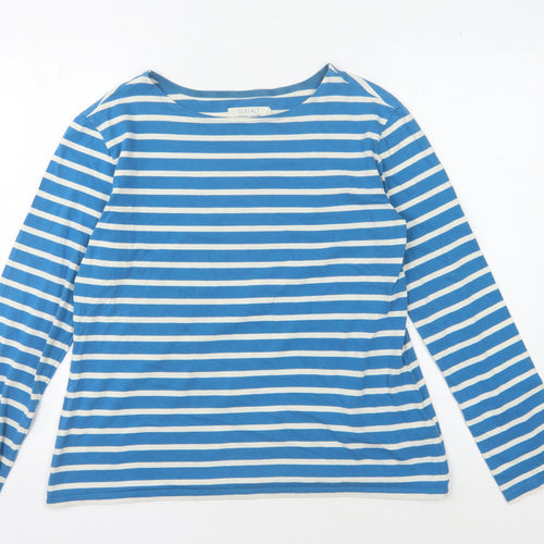 Seasalt Women's Blue Striped T-Shirt, Size 14, Cotton