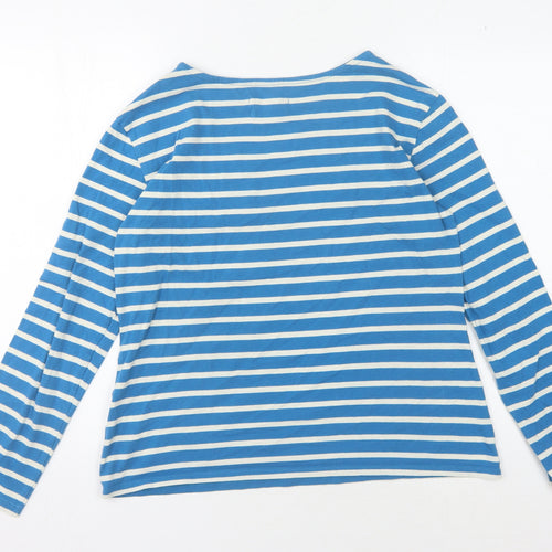 Seasalt Women's Blue Striped T-Shirt, Size 14, Cotton