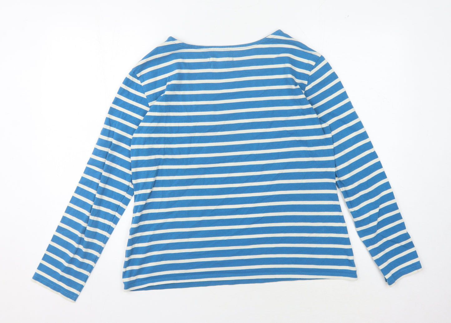 Seasalt Women's Blue Striped T-Shirt, Size 14, Cotton