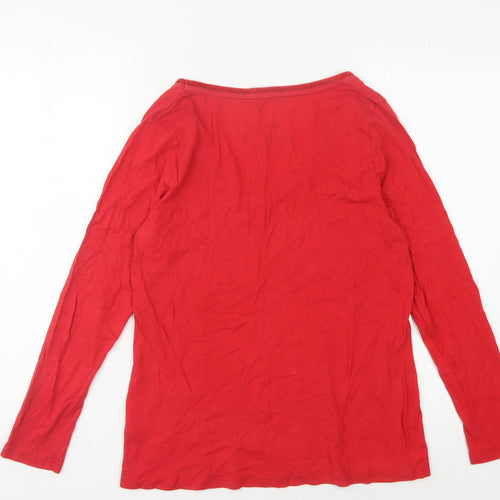 Joules Women's Red Long Sleeve V-Neck Top Size 12