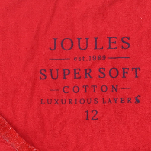 Joules Women's Red Long Sleeve V-Neck Top Size 12