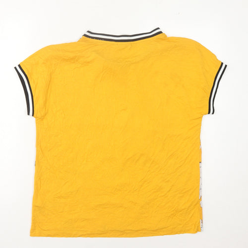 b.young Women's Yellow Floral Ringer T-Shirt, M