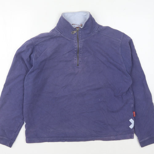 White Stuff Women's Blue Henley Sweatshirt, Size 6