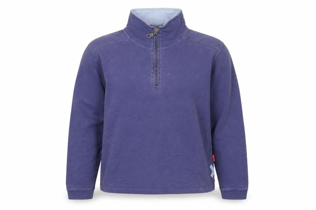 Front view of White Stuff Women's Blue Henley Sweatshirt, size 6