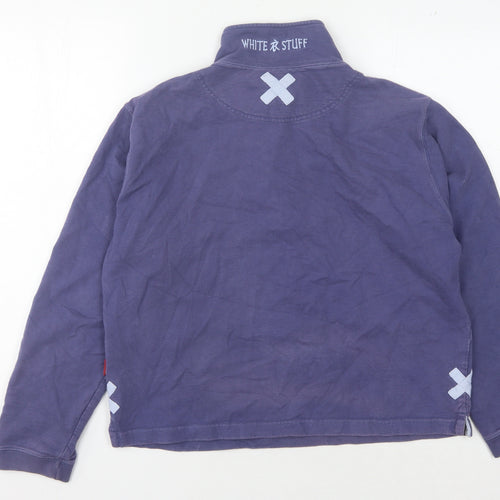 White Stuff Women's Blue Henley Sweatshirt, Size 6