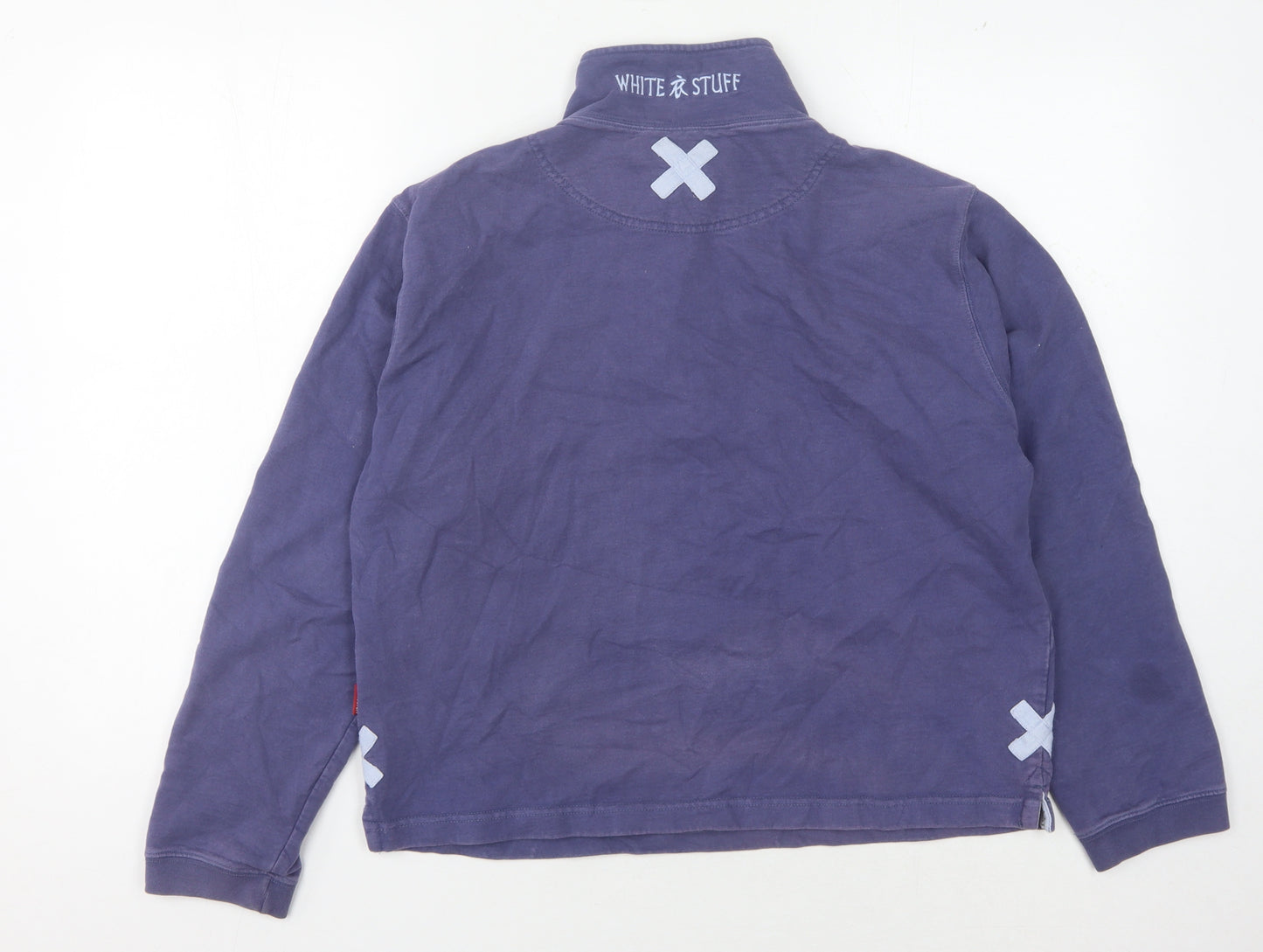 White Stuff Women's Blue Henley Sweatshirt, Size 6