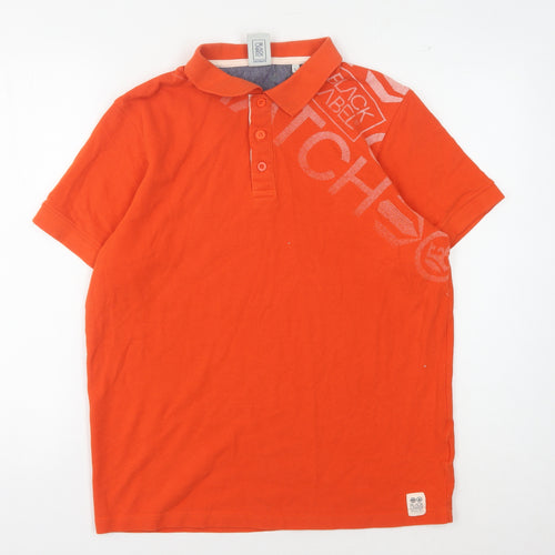 Crosshatch Men's Orange Polo Shirt L Graphic Print