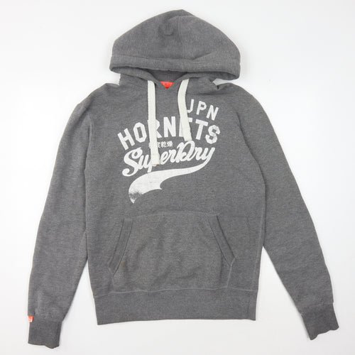 Superdry Men's Grey Pullover Hoodie M, Logo, Hooded