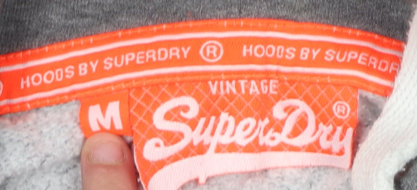 Superdry Men's Grey Pullover Hoodie M, Logo, Hooded