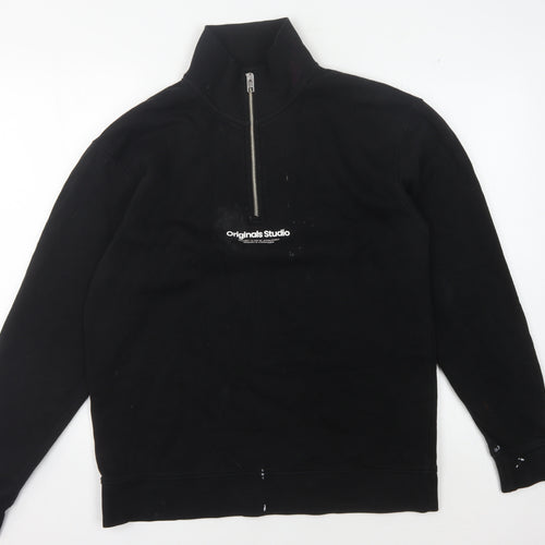 Jack & Jones Men's Black 1/4 Zip Sweatshirt L