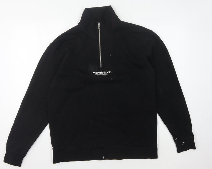 Jack & Jones Men's Black 1/4 Zip Sweatshirt L